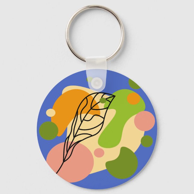 Llavero Puntos abstractos interesantes con hojas (Anverso)