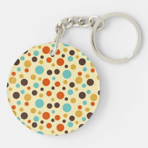 Llavero Puntos de Lunares Colores Retro Azul Amarillo Rojo