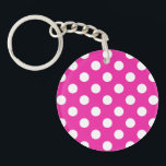 Llavero Puntos de polka blanco en fuchsia<br><div class="desc">Puntos de polka blanco en fuchsia</div>