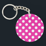 Llavero Puntos de polka blanco en fuchsia<br><div class="desc">Puntos de polka blanco en fuchsia</div>