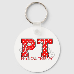 Llavero puntos de polka blanco rojo pt