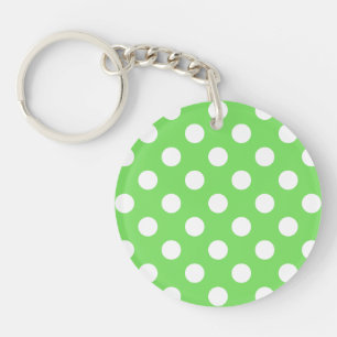 Llavero Puntos de polka blanco sobre verde manzana