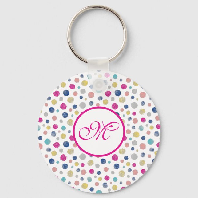 Llavero puntos de polka coloridos (Anverso)