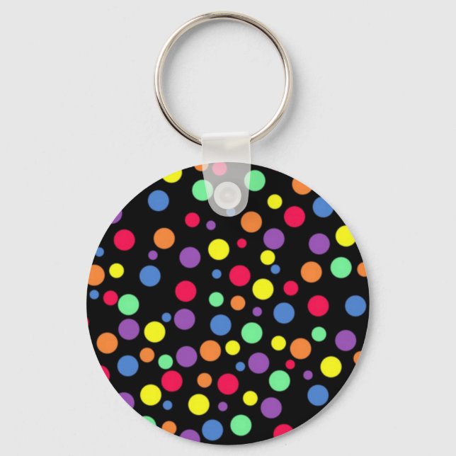Llavero Puntos de polka de colores vivos (Anverso)