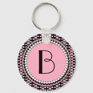 Llavero Puntos de polka en la cadena de claves monogramada