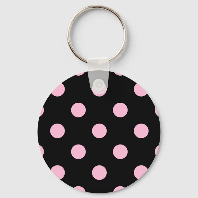 Llavero Puntos de Polka grandes - Vela de algodón en negro (Anverso)