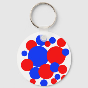 Llavero Puntos de Polka Rojo, Blanco y Azul