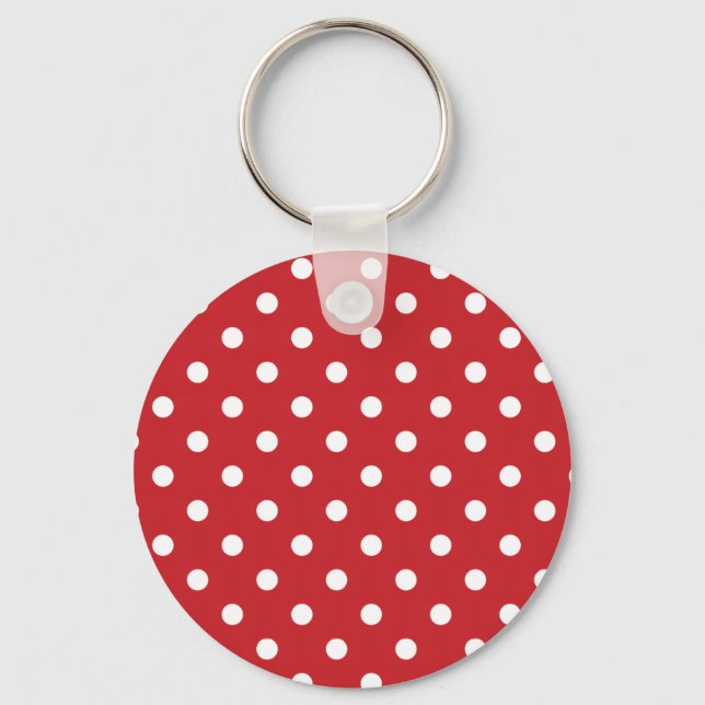 Llavero Puntos de Polka Rojo y Blanco (Anverso)