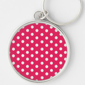 Llavero Puntos De Polka Rosa Y Blanco