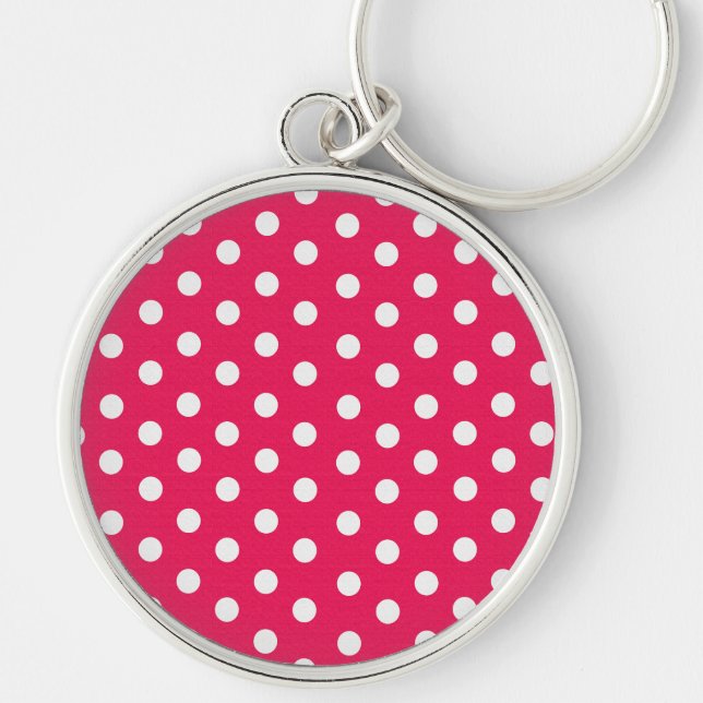 Llavero Puntos De Polka Rosa Y Blanco (Frente)