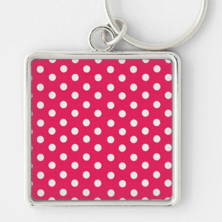 Llavero Puntos De Polka Rosa Y Blanco