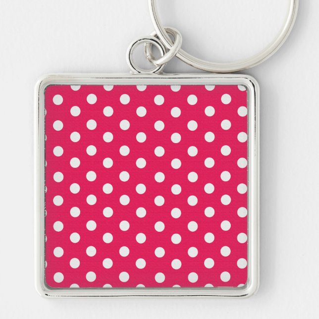 Llavero Puntos De Polka Rosa Y Blanco (Frente)