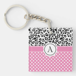 Llavero Puntos femeninos y estampado de animales con monog