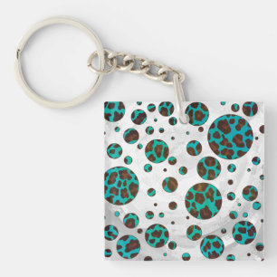 Llavero Puntos PrintPolka Verde azulados y marrones leopar
