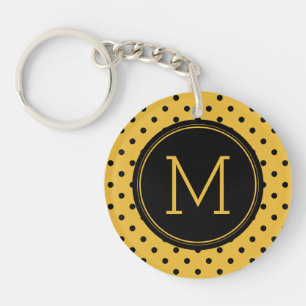 Llavero Puntos retro - Keychain de mostaza y Personalizado