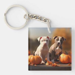 Llavero Puppy Pitbull Calabaza deslumbrante de otoño