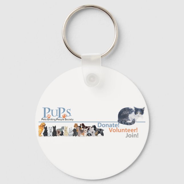 Llavero PUPs Logo Merchandise with Tuxedo Cat (Anverso)