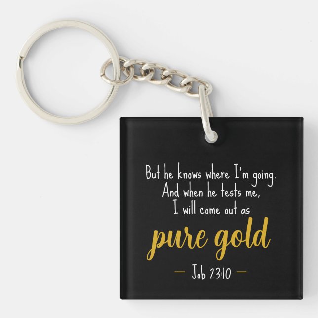 Llavero Pure Gold Job 23:10 Scripture Keychain (Frente)