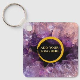 Llavero Purple amethyst gemstone add logo profesional