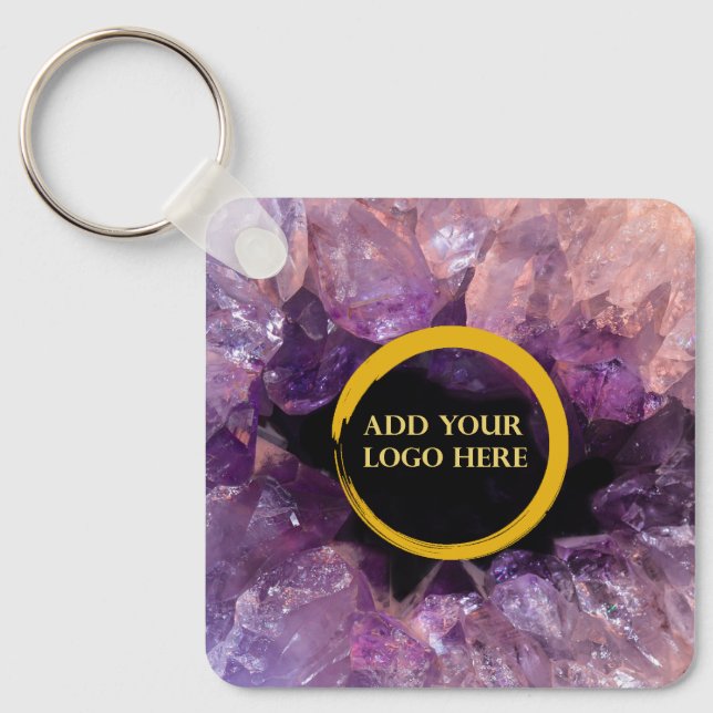 Llavero Purple amethyst gemstone add logo profesional (Anverso)
