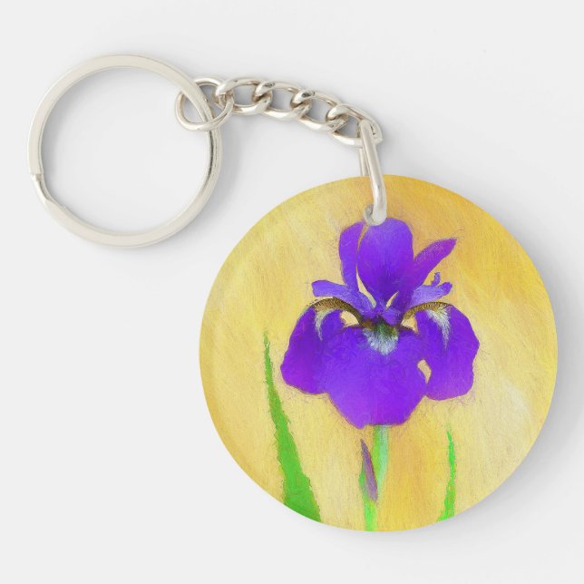 Llavero Purple Bearded Iris Painting - Cute Original Dog A (Frente)