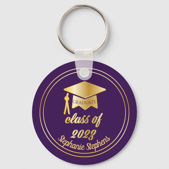 Llavero Purple elegante |Graduación del título de graduado (Anverso)