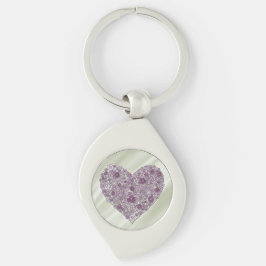 Llavero Purple flowered heart keychain