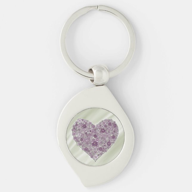 Llavero Purple flowered heart keychain (Anverso)