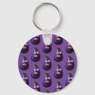 Llavero Purple Funny Personalizado Eggplant Pattern