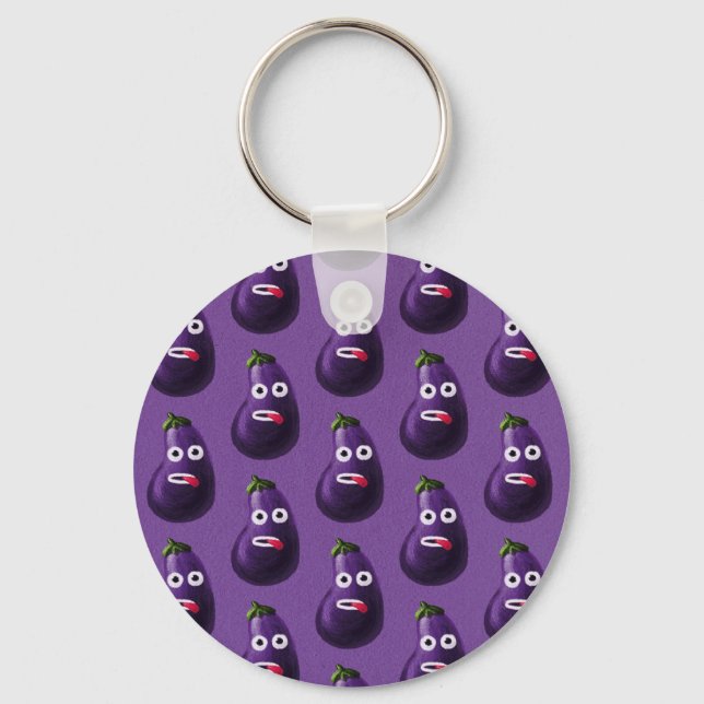 Llavero Purple Funny Personalizado Eggplant Pattern (Anverso)