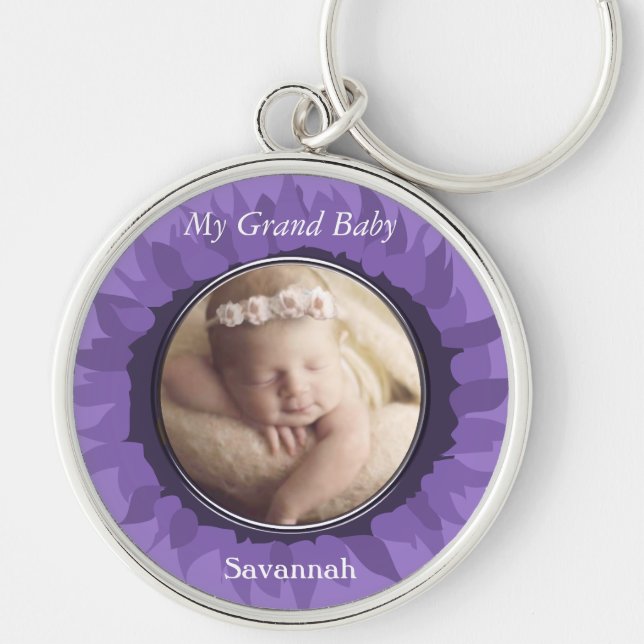 Llavero Purple Gerber Daisy Baby Photo (Frente)