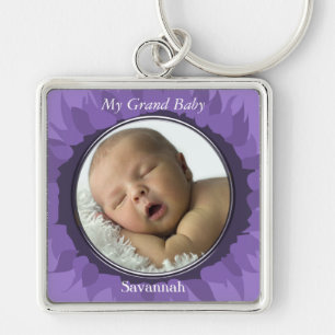 Llavero Purple Gerber Daisy Baby Photo Key Chain
