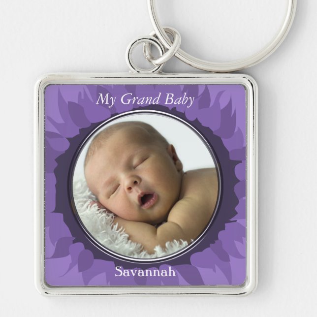 Llavero Purple Gerber Daisy Baby Photo Key Chain (Frente)