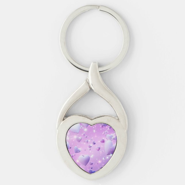 Llavero Purple Glow Heart Metal Keychain (Anverso)