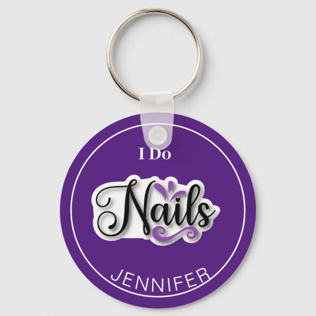 Llavero Purple Modern I Do Nails Nail Technician Keychain (Anverso)