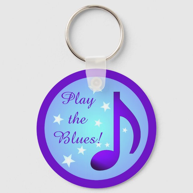 Llavero Purple Music Note Blue Circle Stars Play the Blues (Anverso)