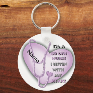 Llavero Purple OB Gyn Nurse nombre personalizado Keychain