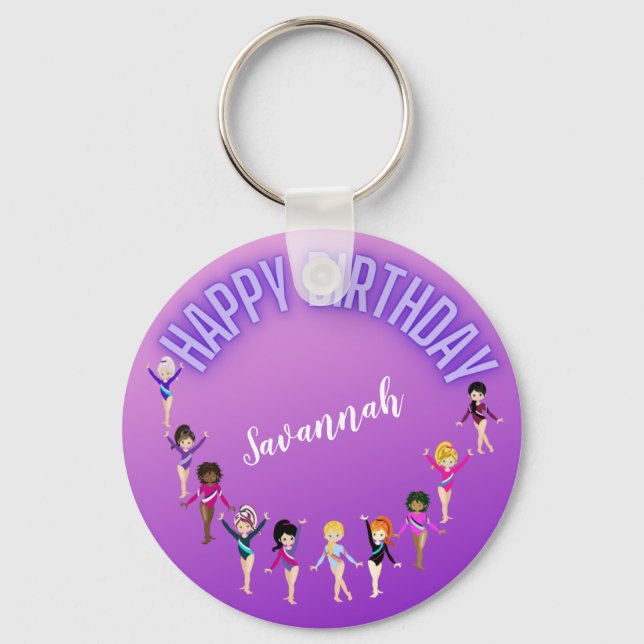 Llavero Purple Ombre de los amigos de gimnasia "Happy Birt (Anverso)