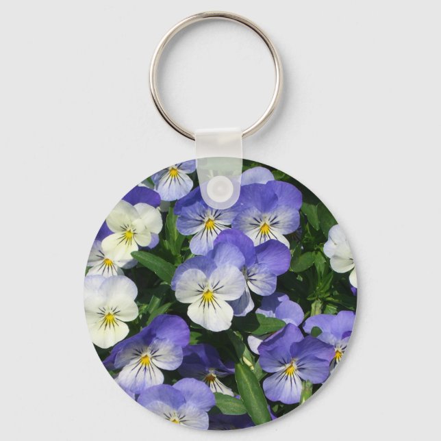 Llavero Purple Pansies Garden Floral (Anverso)