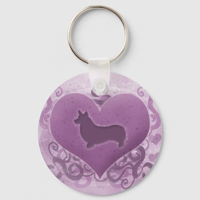 Llavero Purple Pembroke Welsh Corgi Valentine (Anverso)