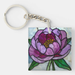 Llavero Purple Peony Stained Glass