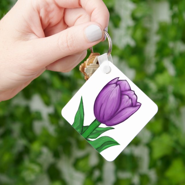 Llavero Purple Tulip Monogram Backside (Mano)