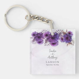 Llavero Purple Watercolor Chrysanthemum Wedding