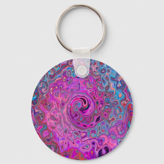 Llavero Púrpura, azul y rojo Resumen Swirte retro (Anverso)