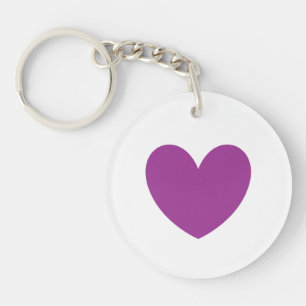 Llavero Púrpura corazón en blanco