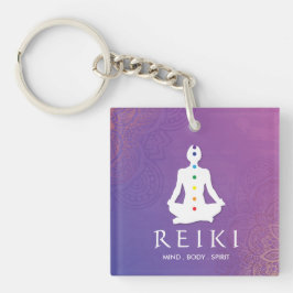 Llavero púrpura de Reiki de la mandala