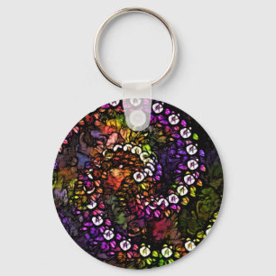 Llavero púrpura fractal Psicodélico espiral arcoiris tripp
