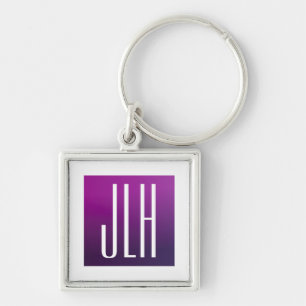 Llavero Púrpura Ombre y iniciales blancas o texto