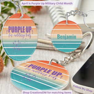 Llavero Púrpura Personalizado Militar