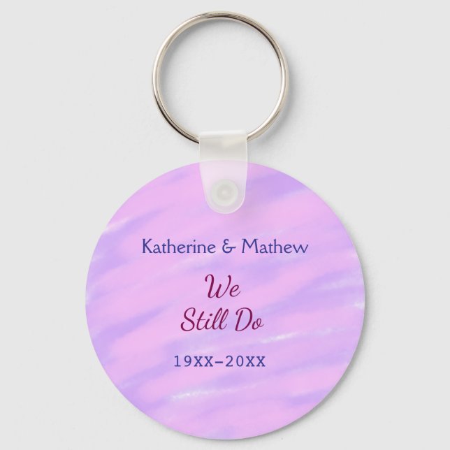 Llavero Púrpura rosa pastel Renovación de votos aniversari (Anverso)